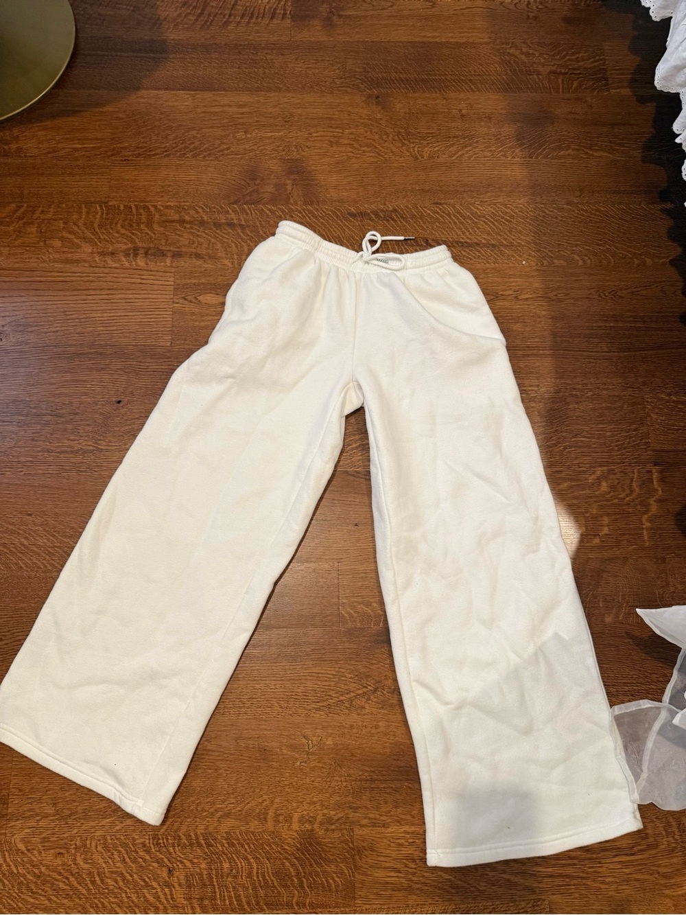 Edikted Wide Leg Sweatpants in White